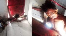 Foto : seorang maling terlihat terjepit pintu korbanya (sumber foto: tribun medan via kompas