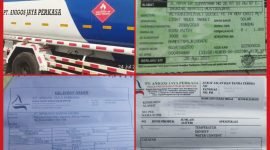 Armada Truk yang diduga pengangkut solar subsidi & dokumen yang dimiliki oleh PT. Anigos Jaya Perkasa